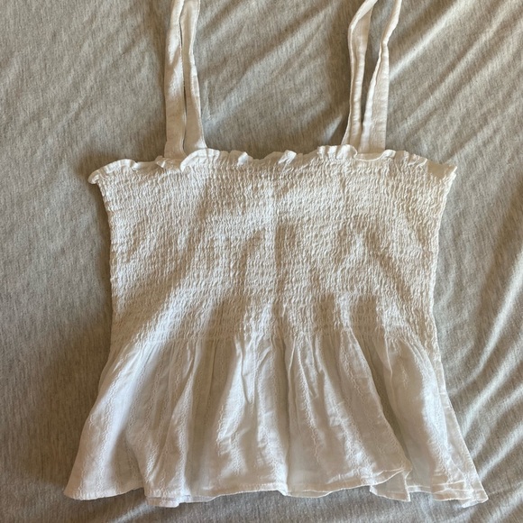 American Eagle Outfitters Tops - American Eagle Outfitters White Smocked Tank Top